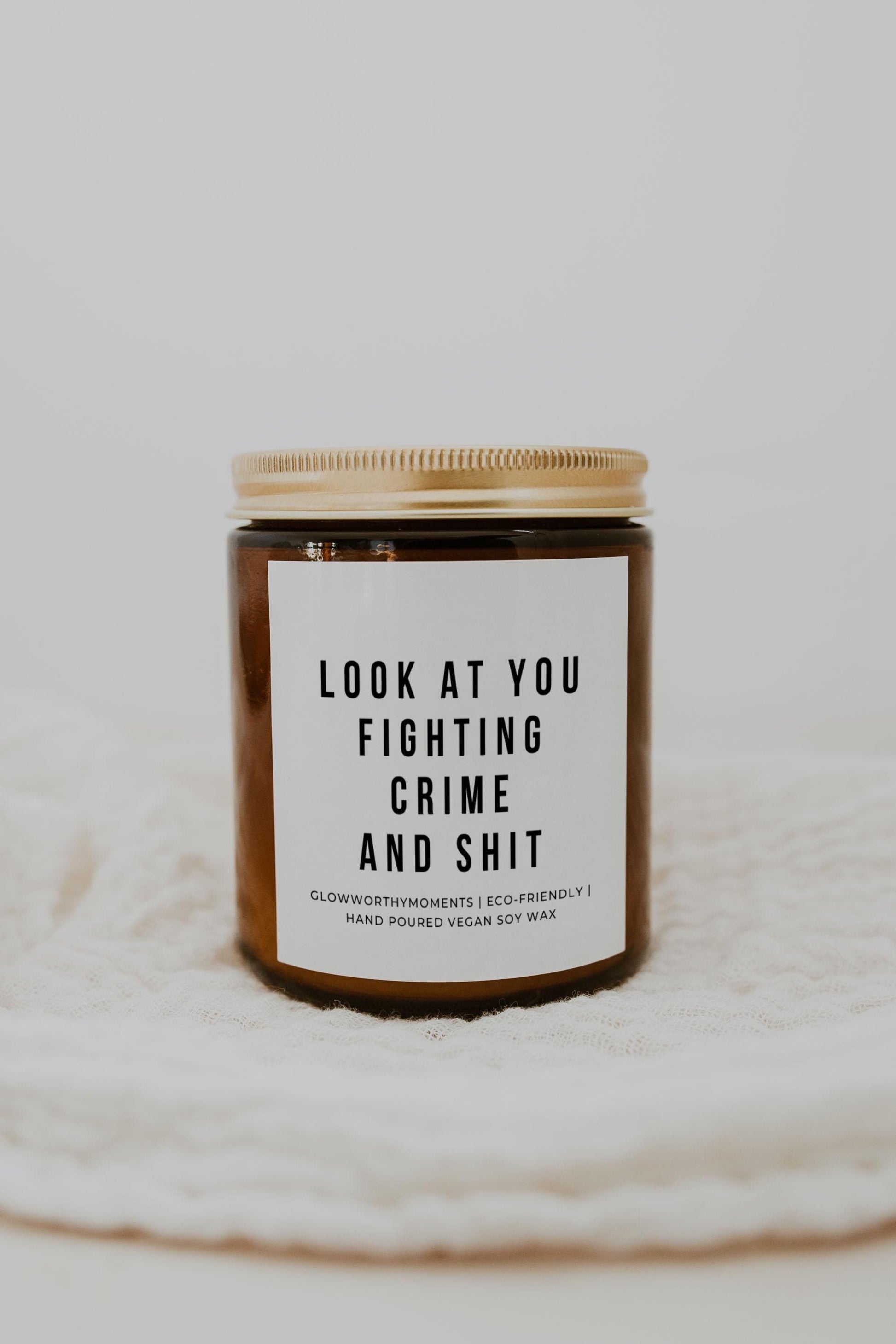 Funny police candle in station break room 