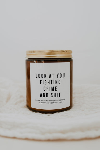 Funny police candle in station break room 